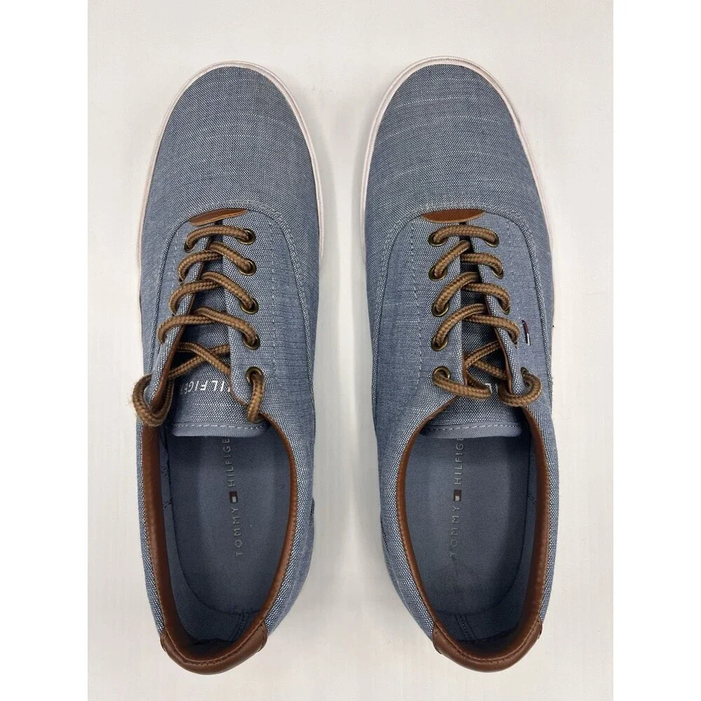Tommy Hilfiger TMPHEL-R Canvas Sneakers Men’s 10 Blue Chambray Lace Up Casual